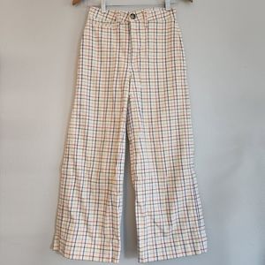 Madewell Emmett wide leg crop pants in rainbow windowpane